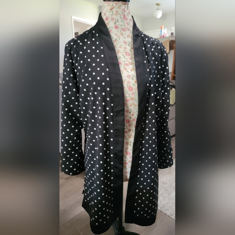 Reversible Black Polka Dot Kimono Jacket Size Medium